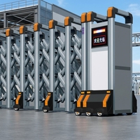 Porte de sécurité rétractable automatique, structure en acier et aluminium fabriqué, conception anti-collision sans fil