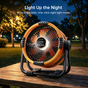 Ventilateur portable de <span class=keywords><strong>camping</strong></span> extérieur haute performance avec <span class=keywords><strong>batterie</strong></span> lithium polymère intégrée, 4 vitesses, design pliable, fonction power bank et éclairage LED pour la maison - Product Image 1
