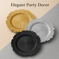 Assiette de Présentation Texturée en Plastique Doré, Argenté, Noir, Festonnée pour Mariages, Banquets et Dîners – Vente en Gros