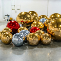 Ballon sphérique géant en PVC miroir doré brillant avec anneaux en D pour la décoration intérieure et extérieure de mariages, fêtes, scènes et événements