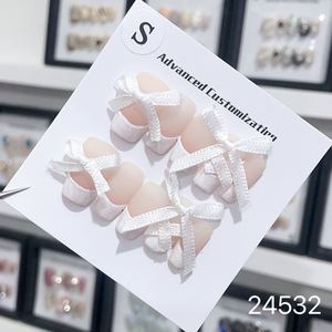 Ongles de luxe bling faits à la main manucure française sur 10 pièces vente en gros d'usine de manucure acrylique à la mode - Product Image 6