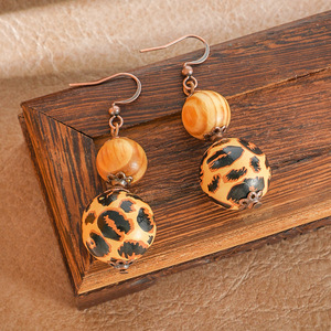 Geometric Wooden <b>Drop</b> Earrings Antique <b>Bronze</b> Plated Bohemia Style Women's Fashion Dangle Earrings - Product Image 2