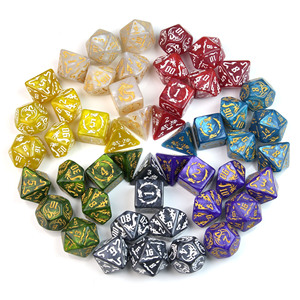 Dragon Pattern Marble Pearl Multicolor 7pcs Polyhedral Dice Set for RPG DND Tabletop Game - Product Image 1