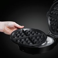 Appareil de cuisson 3 en 1 1000W avec plaques amovibles antiadhésives et écran LED, appareil ménager rond pour sandwichs et gaufres