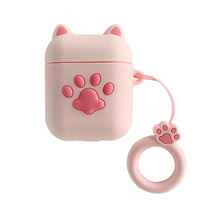 Étui de protection en silicone en forme de patte de chat mignon pour écouteurs, étui de protection mignon pour femmes