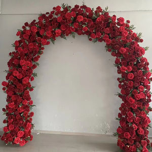 Arche de fleurs rouges pour mariage D-UFA057, très demandée, arche de roses, verdure artificielle, arche de fleurs en soie pour décoration d'événements - Product Image 1