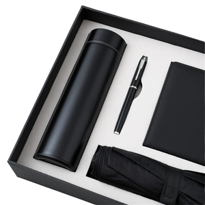 Hot Corporate Gift Box Set Smart Thermos Cup Umbrella A5 Cuaderno de tapa dura Logotipo personalizado Artículos para reuniones Juego de regalo de negocios de lujo - Product Image 4