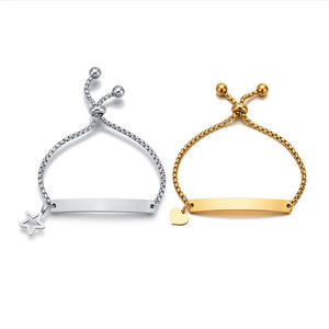 Bracelet d'amitié ajustable en acier inoxydable or et argent pour homme et femme, avec chaîne en barre vierge, pour enfant - Product Image 1