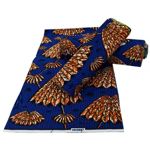 Groothandel Veritable Blauw Echte Wax Stof Afrikaanse Wax Prints Ghana 6 Yards 100% Katoen Stoffen Voor Kleding