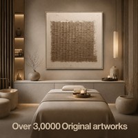 Peinture géométrique abstraite moderne en toile et argile, faite à la main, tons terre, texture 3D, style Wabi Sabi, art mural pour la décoration du salon