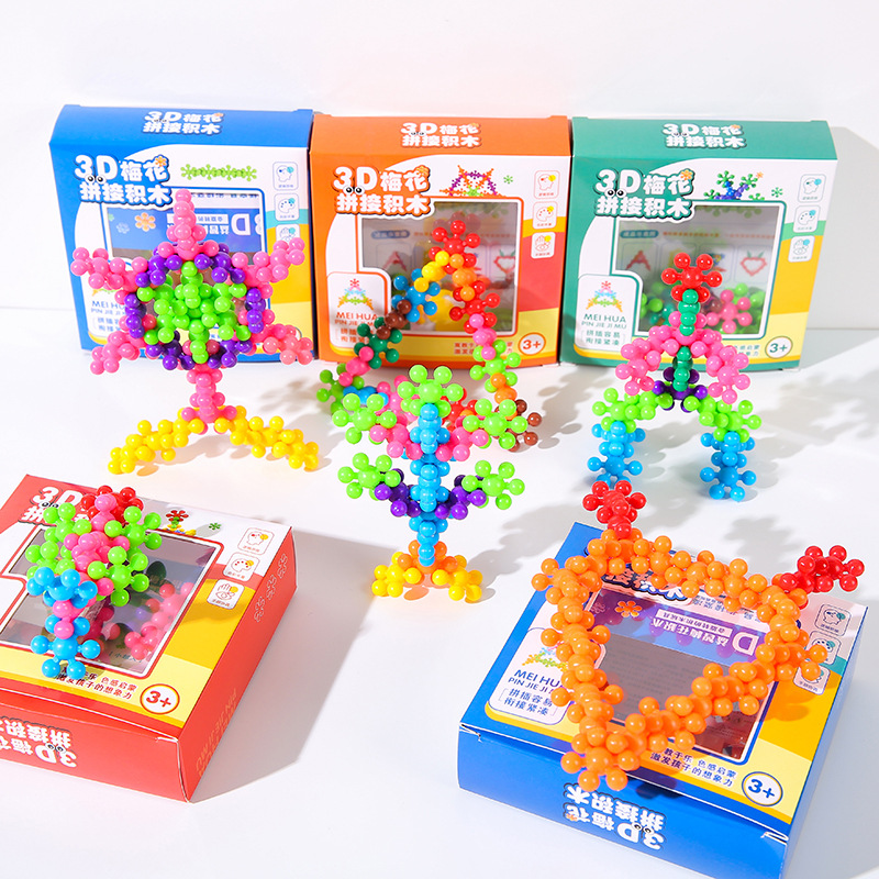 Boxed 3d plum blossom building blocks