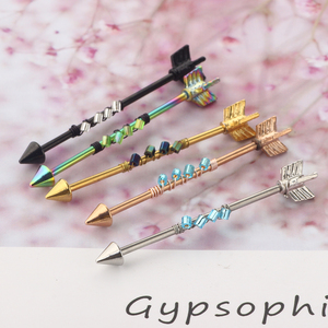 Mezclar colores Barbell Industrial pendientes <span class=keywords><strong>flecha</strong></span> Acero quirúrgico 14G <span class=keywords><strong>Tragus</strong></span> Helix cartílago Piercing del cuerpo de la joyería para hombres mujeres de 30pcs - Product Image 3