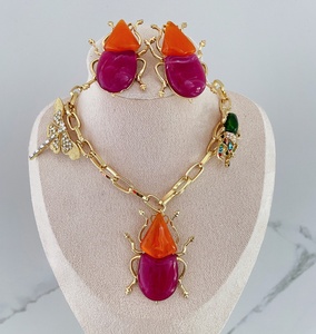 Parure Collier et Boucles d'Oreilles en Forme d'Insecte au Design Exagéré, Bijoux Colorés Spéciaux pour Fêtes, Accessoires Tendance et Élégants - Product Image 1