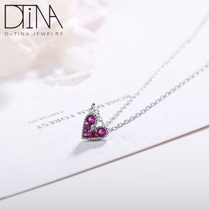 Top design 925 sterling silver <span class=keywords><strong>ciondolo</strong></span> cuore <span class=keywords><strong>con</strong></span> viola <span class=keywords><strong>rubino</strong></span> zircon dei monili - Product Image 4