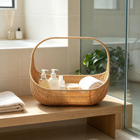Panier de rangement rustique en rotin PP tressé, éco-responsable, fait main, portable, pour fruits, fleurs, cadeaux, pique-niques