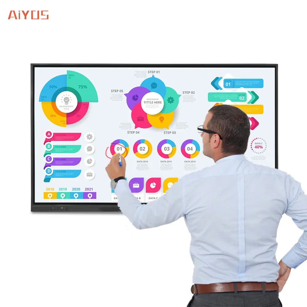 Cheap Price 55 65 75 85 98 110 Inch TV LCD Display Smart Board 20 Points Infrared Touch Screen Interactive Whiteboard