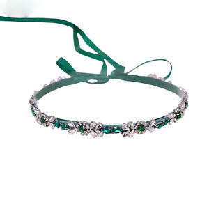 مصنوعة يدويا بسيط الأخضر والأبيض الكريستال وشاح اللباس الخصر التبعي العرائس أحزمة الزفاف الأنيقة - Product Image 1