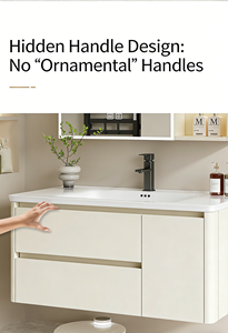 Contemporary Cream White MDF Bathroom Vanity Unit Smart Illuminated Mirror Water Resistant Wall Hung Storage Cabinet Large - Product Image 2