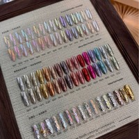 Poudre Magique Effet Miroir Aurore 48/24 Couleurs Haute Luminosité, Poudre Colorée Scintillante Effet Cristal pour Nail Art DIY