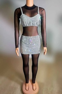 <span class=keywords><strong>Vestido</strong></span> Sexy de Malla Transparente con Diamantes para Actuaciones de DJ, Cantantes, Bailarinas Gogo y <span class=keywords><strong>Drag</strong></span> Queens en Discotecas y Bares Exóticos - Product Image 4