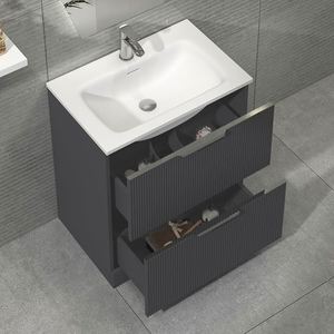 Coiffeuse de salle de bain avec peinture verte en bois de style minimaliste personnalisé au design moderne - Product Image 2