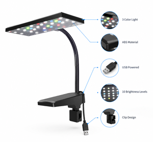 Lampe <span class=keywords><strong>LED</strong></span> USB à clip pour <span class=keywords><strong>aquarium</strong></span>, avec variateur de couleur, pour plantes aquatiques en ABS - Product Image 1