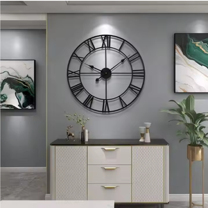 Relojes <span class=keywords><strong>de</strong></span> pared <span class=keywords><strong>de</strong></span> Metal modernos <span class=keywords><strong>de</strong></span> 80cm, redondos, casi silenciosos, con pilas, números romanos negros, reloj para sala <span class=keywords><strong>de</strong></span> estar, Dropshipping DDP - Product Image 2