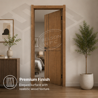 Puerta Interior de WPC con Acabado de Grano de Madera, Suministro de Fábrica, Proceso de Dibujo CNC de Alta Precisión, Marco Sellado con PU Resistente a Arañazos, ISO