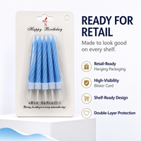 Bougies d'anniversaire classiques de couleur unie, bleues, sans gouttes, en spirale, pour la décoration de fête, vente en gros