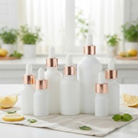 Flacon compte-gouttes en verre blanc personnalisé, flacon rechargeable portable, anti-fuite, pour sérum cosmétique, huile essentielle, parfum, emballage liquide