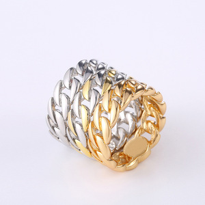 Anello con Design a Catena Bicolore Stile Punk per Uomo - Product Image 2
