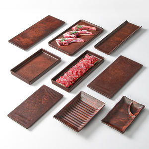 Plato de <span class=keywords><strong>Melamina</strong></span> Rectangular Ecológico y Duradero al por Mayor, Apto <span class=keywords><strong>para</strong></span> Lavavajillas, Estilo Rústico, <span class=keywords><strong>Vajilla</strong></span> <span class=keywords><strong>para</strong></span> Restaurante y Hotel - Product Image 1