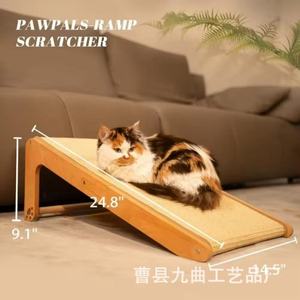 Rascador de madera para gatos con tapete de sisal, de madera maciza, 1 nivel, duradero, para esquina de sofá, estructura para trepar. - Product Image 5