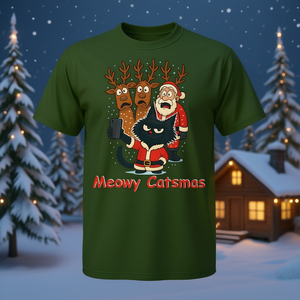 Camiseta navideña Meowy Catsmas para adultos, unisex - Product Image 3