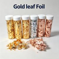 Feuilles d'or et paillettes d'argent en feuille d'or rose 2g pour la décoration de gâteaux, l'artisanat, le papier, emballées en bouteille, vente en gros pour la décoration artistique en usine