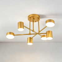 Lustre LED en fer forgé multi-têtes de style nordique, plafonnier doré pour salon, lampe suspendue moderne créative en forme de branche, vente en gros