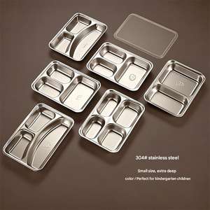 Plateau alimentaire rectangulaire profond en acier inoxydable, plateau de service pour cuisine et restaurant, plateau en métal robuste - Product Image 6