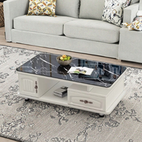 Table basse en verre trempé de style européen moderne, meuble TV en bois, ensemble marbre pour petits appartements, mobilier de salle à manger, salon et coin thé