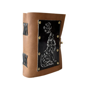 Mini Diario de Cuero Genuino con Grabado de Lobo, 200 Páginas sin Líneas con Borde Decorativo, Regalo con Lápiz para Hombres y Mujeres - Product Image 2