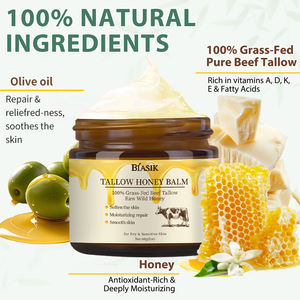 Baume Fouetté Doux Naturel et Biologique au Miel et à la Graisse de Bœuf 100% Nourri à l'Herbe avec Huile d'Olive - Crème Hydratante Réparatrice pour la Peau du Visage et du Corps - Product Image 5