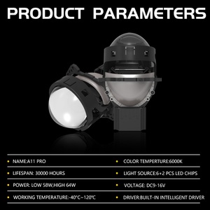 Sanvi 3 Inch A11 Pro LED Headlights 64W 6 Low Beam 2 High Beam 12V Universal 6000K for BMW Honda Nissan Golf Civic Camry H1 Bulb - Product Image 6