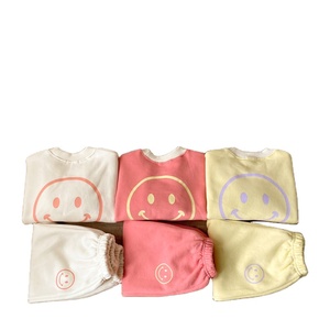 <span class=keywords><strong>Kids</strong></span> Clothing Set Pullover Face Print Camisola de manga comprida Toddler Girls Boys Tops Calças 2pcs Outfit Infant - Product Image 1
