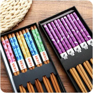 Best-selling Home Gifts: 5 Pairs Of Natural Bamboo Chopsticks Reusable Classic Japanese Chopsticks Gift Set