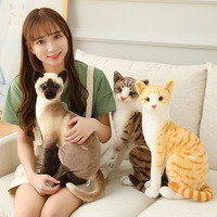 Jouets en peluche de chat siamois réalistes, chats de simulation, animaux en peluche, poupée, décoration d'intérieur réaliste, cadeaux