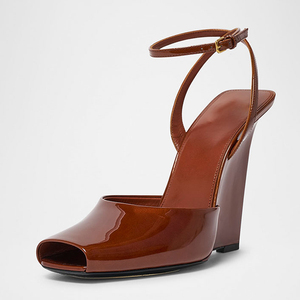 Nuevos Estilos de Sandalias de Tacón Alto con Plataforma y Punta Abierta para Mujer, con Correa en el Tobillo, Diseño Peep Toe, Zapatos de Vestir con Estampado de Leopardo Brillante - Product Image 1