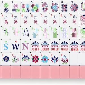 American <b>Mahjong</b> Tiles <b>Set</b> with White and Pink Acrylic Engraved <b>Mahjong</b> Tile and Portable Travel Case <b>Mahjong</b> - Product Image 1