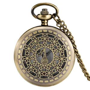 Classic Relief Hollow Necklace Chain Clock Custom Dial Pocket Watch For Christmas Promotion