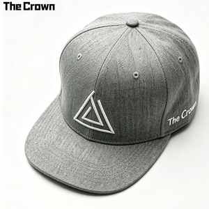 Custom Geometric <b>Abstract</b> Embroidery 6 Panel Flat Brim Cap Wholesale Bulk Heathered Fabric Hat Single Row Snapback Manufacturer - Product Image 3