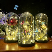 Kustomisasi Grosir Halloween PU Cover Tengkorak Mawar Lampu Hias Bunga Berdarah Bunga Sutra Kupu-kupu Horor