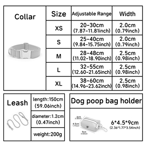 Collar de Perro de Colores al por Mayor de Fábrica con Soporte para Bolsas de Excrementos y Correa de Cuerda, Conjunto de Collar Ajustable para Cachorros para Uso Diario al Aire Libre - Product Image 2